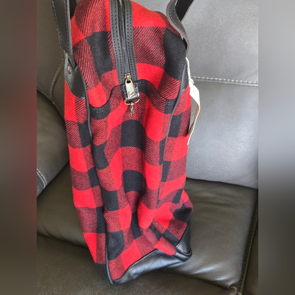 Bonfanti Borse Buffalo Plaid Wool Real Leather Horse Equestrian Boot Bag-NWT's - Picture 7 of 8